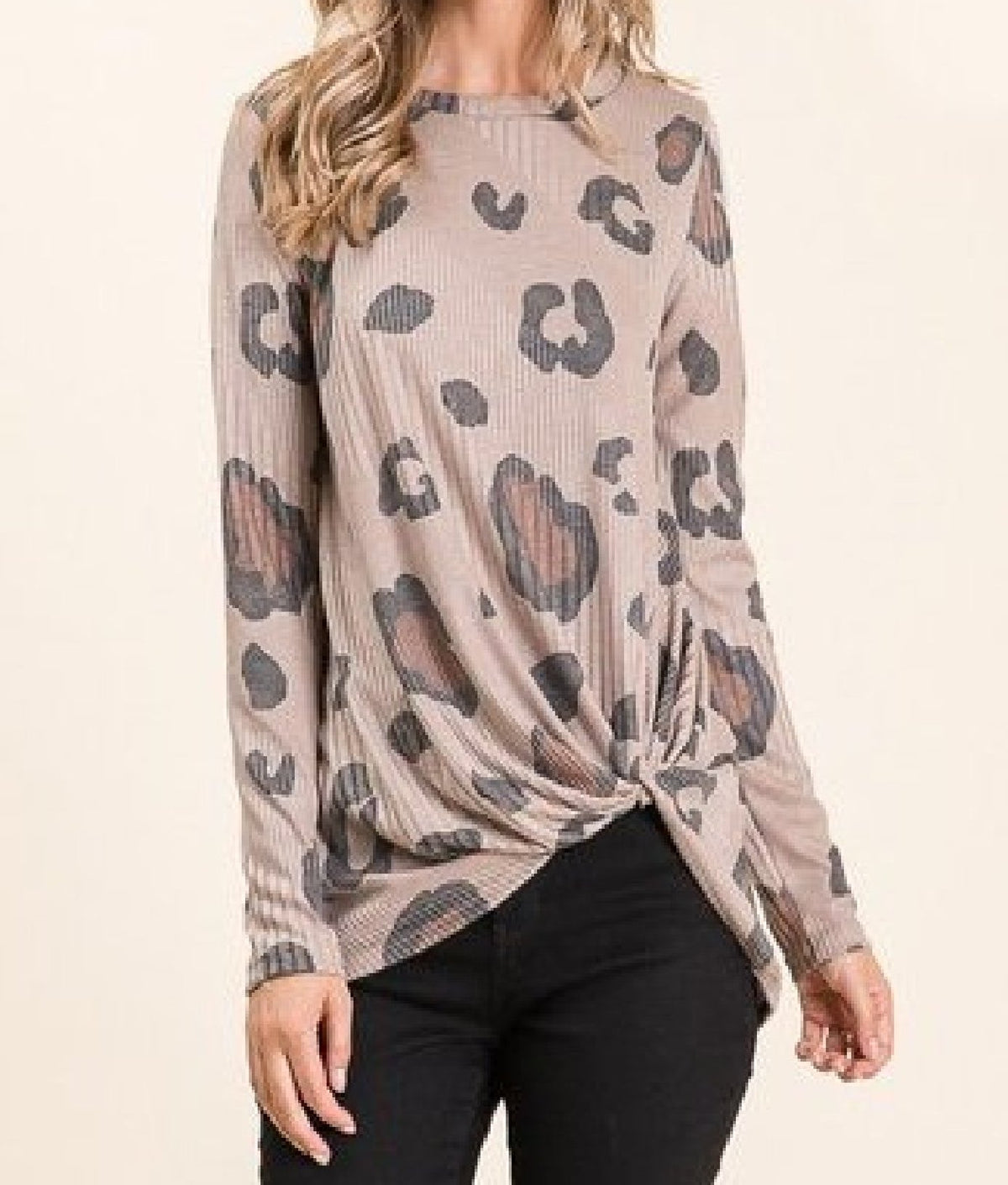 Mocha Animal Print Plus Size Twist Top