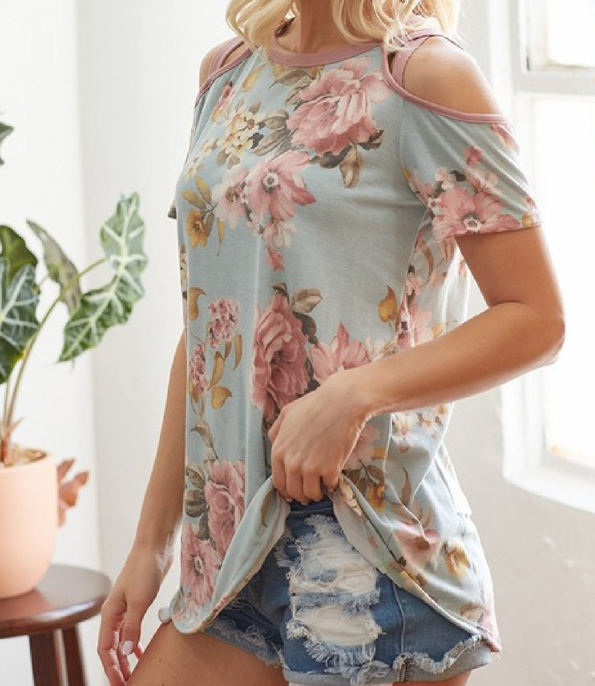 Floral Cold Shoulder Women's Shirt