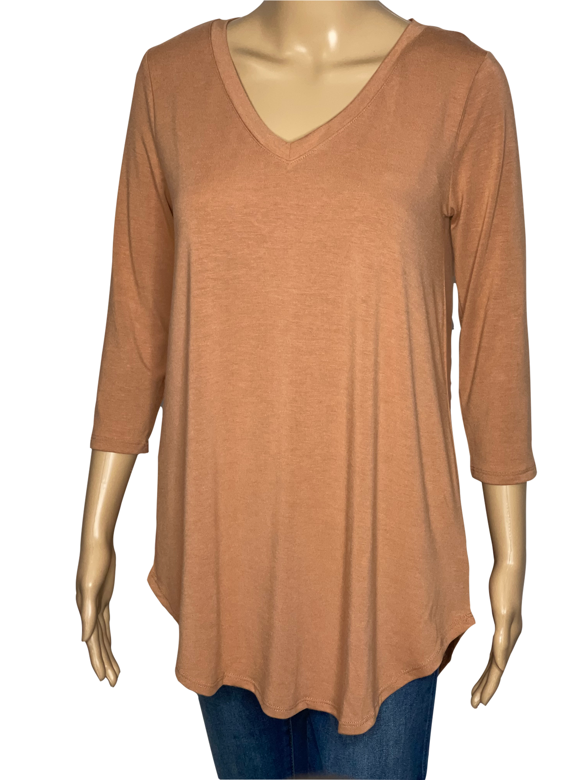 Solid Color Tunic Top with Round Hem